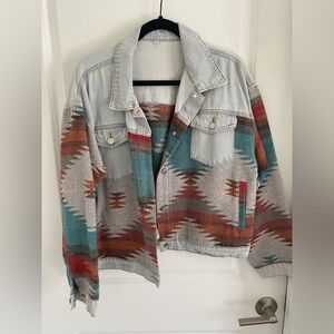 Southwestern Pattern Denim Jacket